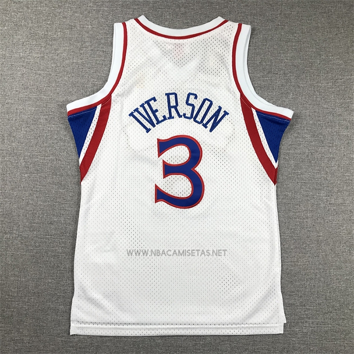 Camiseta Nino Philadelphia 76ers Allen Iverson NO 3 Mitchell & Ness 1996-97 Blanco